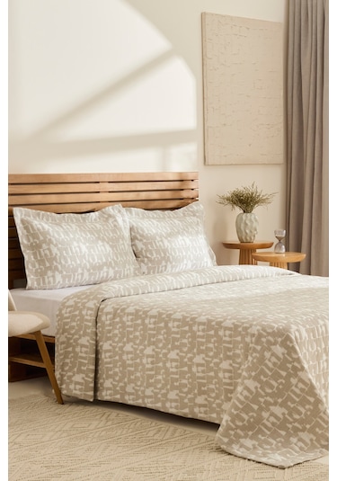 Kaşmir Home Breeze Çift Kişilik Yatak Örtüsü Takımı Gri Gri