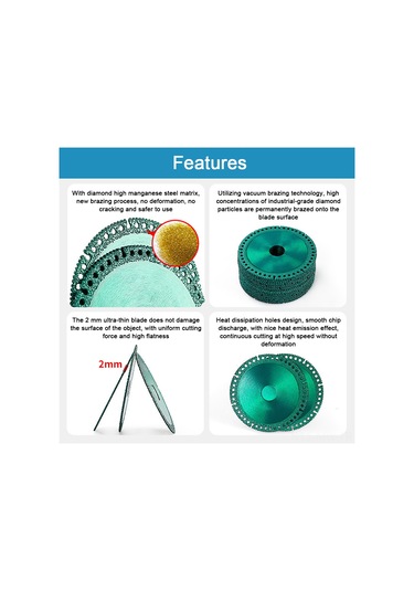 Moveevo Diamantlı 100mm Kesici Diski - Mermer, Cam, Metal, Pvc İçin Ultra İnce 2mm - Açısal Gergi Ve Taş Kesici Uyumlu