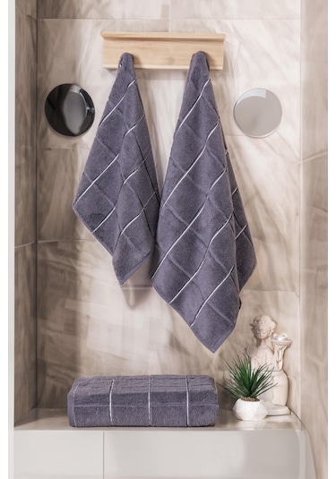 Varol Kare Micro Cotton Banyo Havlusu 90x150cm Antrasit-90x150cm Antrasit
