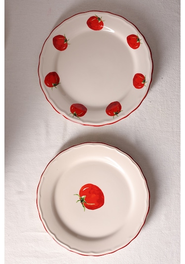 Rakle x Bengi Kurtcebe Pomodoro Stoneware 4'lü Pasta Tabağı Seti 21 cm