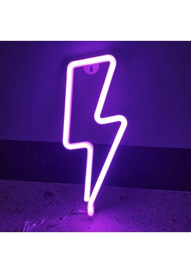 Homyl Yıldırım Neon Tabelalar Usb Led Gece Lambası Duvar Mor Mor