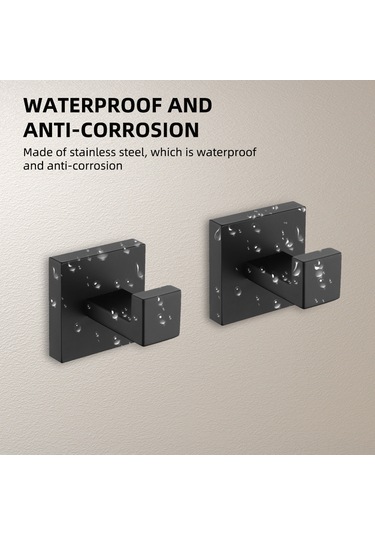 Dofolink 304 Paslanmaz Çelik Duvar Kanca, Siyah Kare Desenli, Banyo Havlu & Giysi Asıcı, 2 Adet, Dayanıklı Ve Kolay Kurulum Siyah