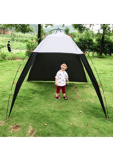 Lemestar Üç Açık Yanlıklı Hava Akışlı Erkek Bayan Geniş Görünümli Park Plaj Kamp Balıkçılık Gölge Çadırı Siyah Gri Gri - Siyah