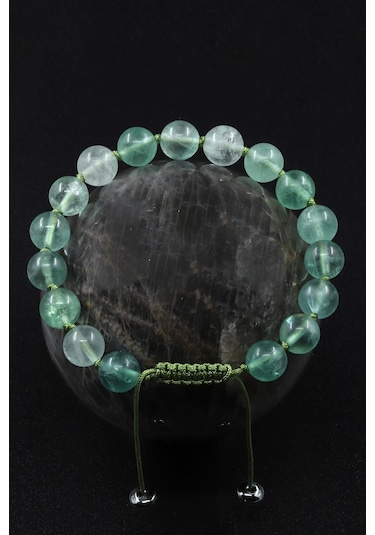 Alibaba Doğaltaş Florit Doğal Taş Makrome Örme Bileklik Çok Renkli