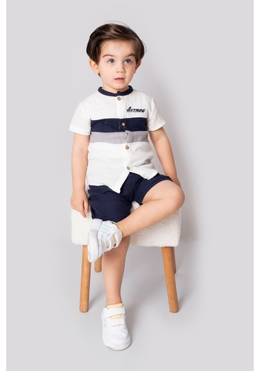Marvello 12-18 Aylık Erkek Çocuk Garnili Kısa Kollu Takım %100 Pamuklu Yazlık Alt Üst Takım Çok Renkli