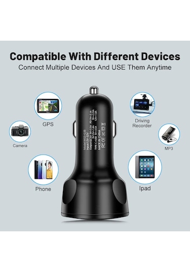 Zuidid Zd66w Dijital Ekranlı 2 Usb + 2 Type C Hızlı Araç Şarjı