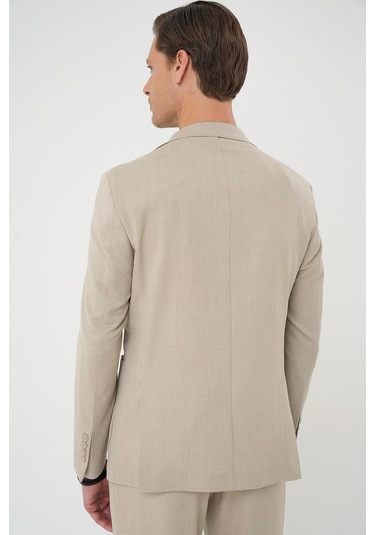 Comfort Fit Torba Cep Dokulu Esnek Pamuk Casual Bej Ceket C 676 Bej