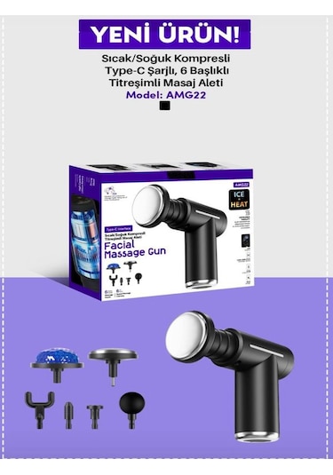 Amg-22 Sıcak Ve Soğuk Kompresli Şarjlı Titreşimli Masaj Aleti Sıyah