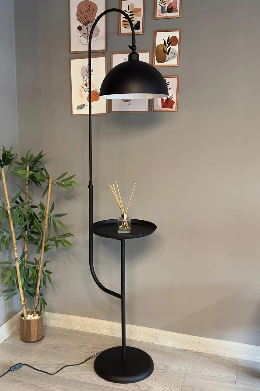 Siyah Lambader Hareketli Başlık Sehpalı Modern Dekoratif Metal Oturma Odası Çalışma Odası Siyah