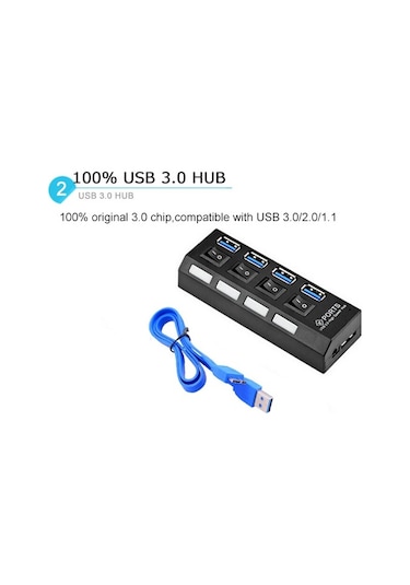 4 Port Usb 3.0 Çoklayıcı Çoğaltıcı Hub Anahtarlı Işıklı 4579P
