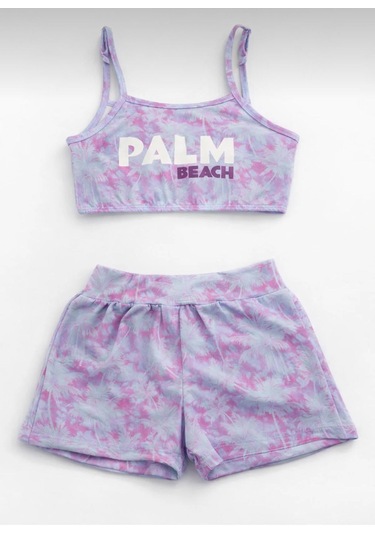Nurbebe Palm Beach Baskılı Kız Çocuk Mayo Mor