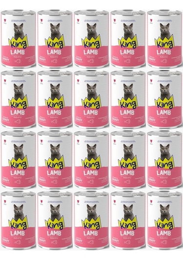 King Et Parçacıklı Kuzu Etli Yetişkin Kedi Konserve 400 Gr 20 Adet