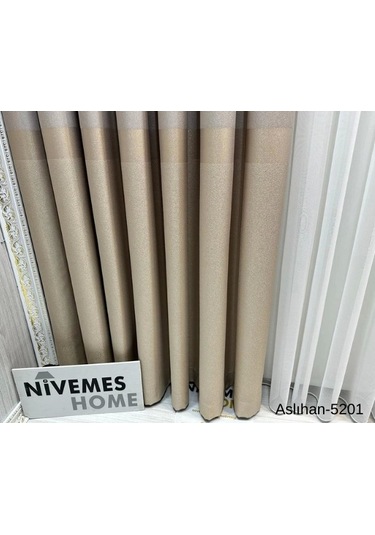 Nivemeshome Aslıhan Vizon Ft632116 V-5201 1/3 Sık Pile Fon Perde Apm Vizon
