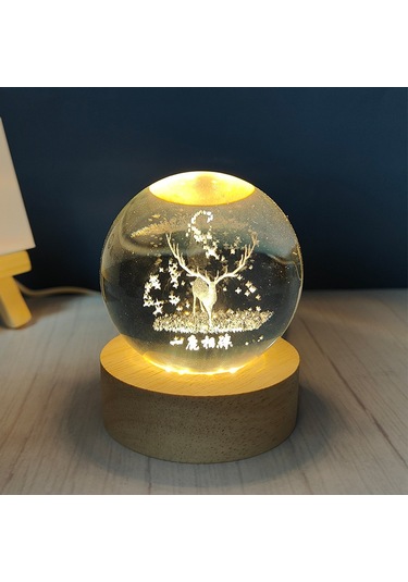 Wezone Oyma Kristal Gece Lambası - Usb Şarjlı, Romantik Hediye, Ev Dekoru Diğer