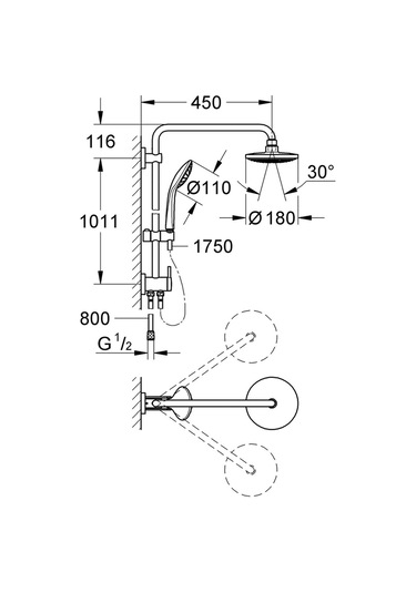 Grohe Euphoria Sistem Duvara Monte Yön Değiştiricili Duş Sistemi 27421001 Krom
