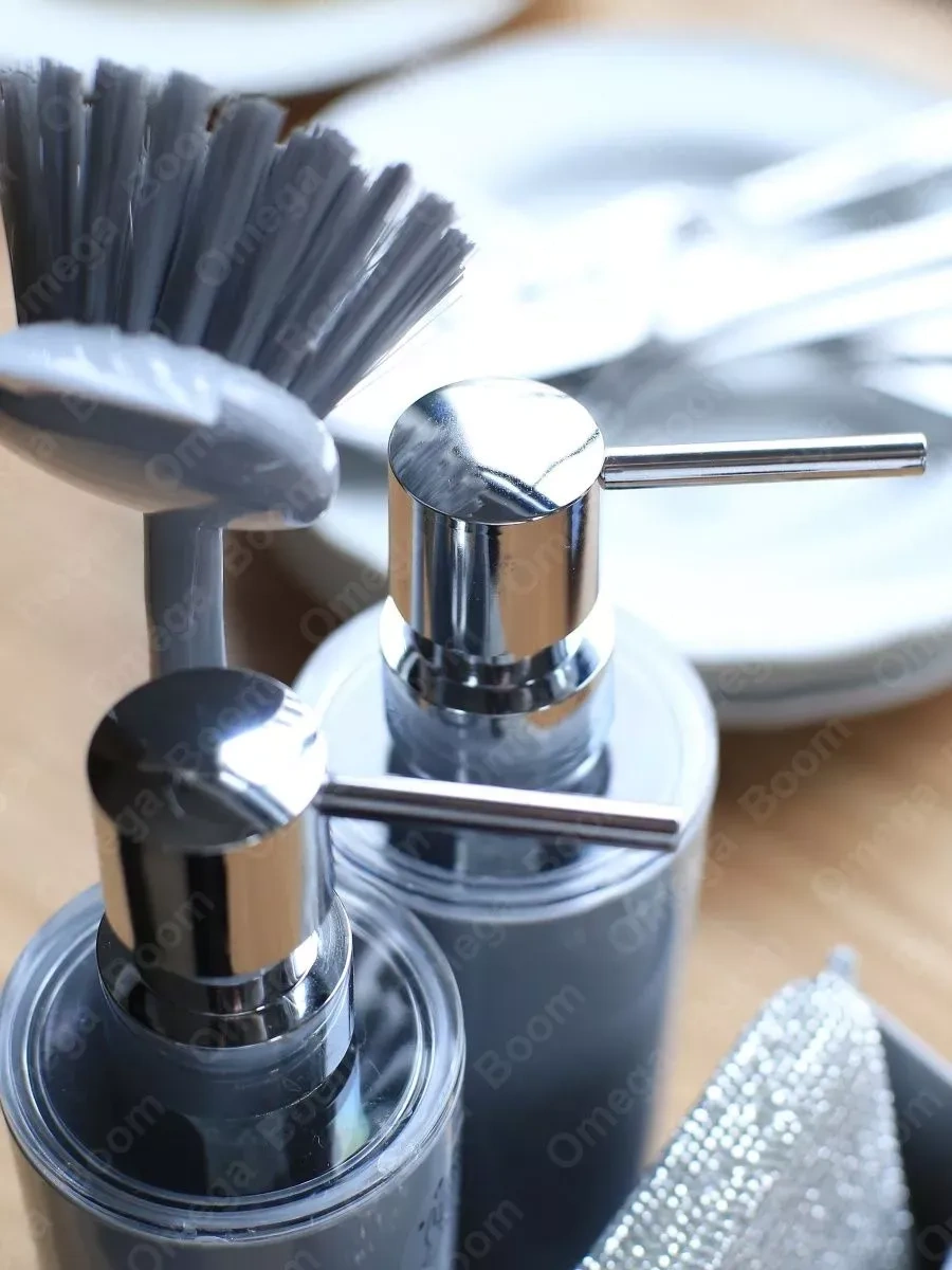 Pıta Mutfak İçin Sabun Ve Deterjan Dispanseri Seti, Süngerli 389464532 Gri