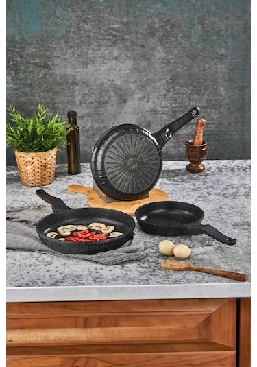 3 Parça Döküm Tava Seti