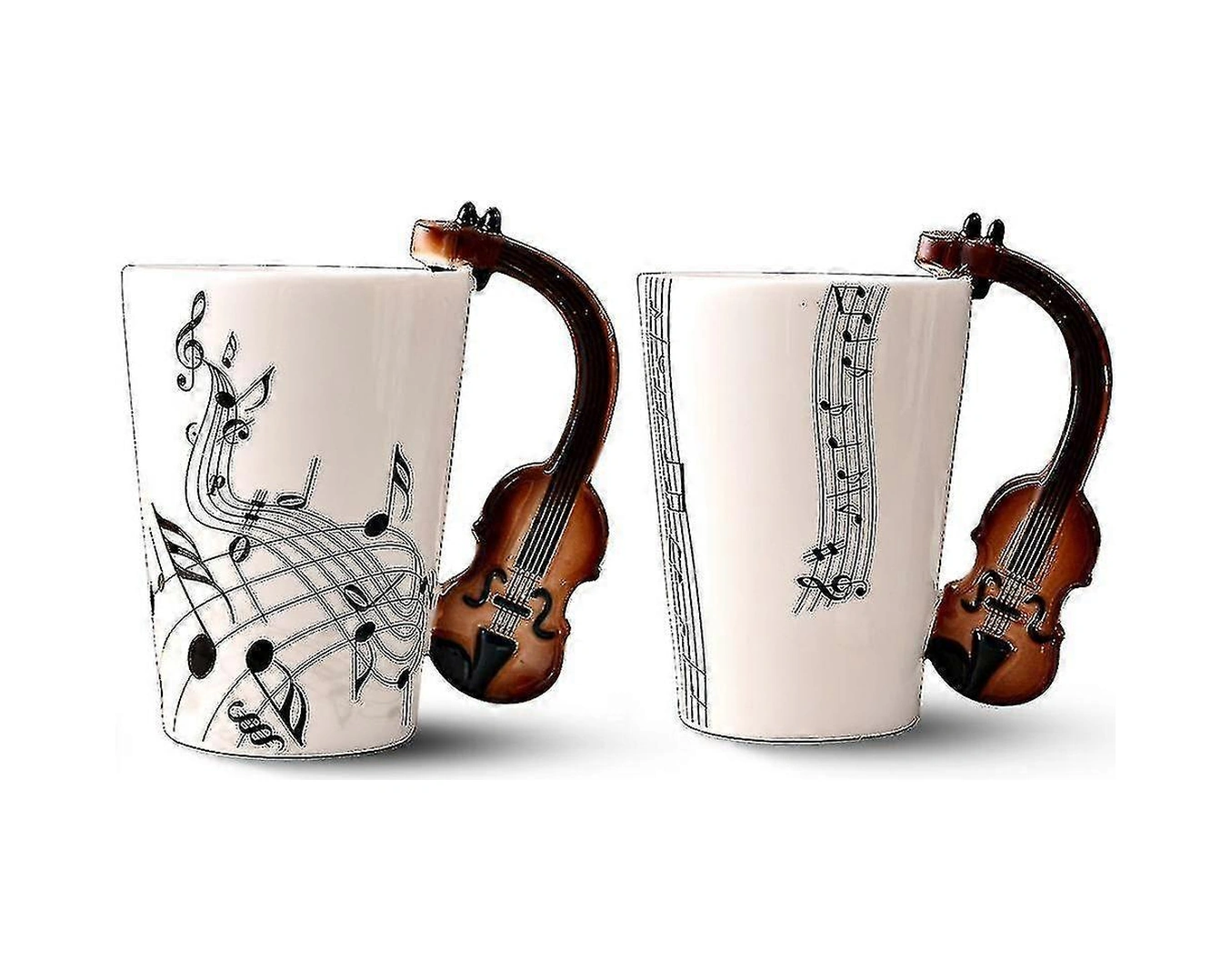 Yenilikçi Keman Saplı Seramik Kupa Ücretsiz Spektrum Kahve Süt Çay Fincanı Kişilikli Kupa Benzersiz Müzikal-zzy