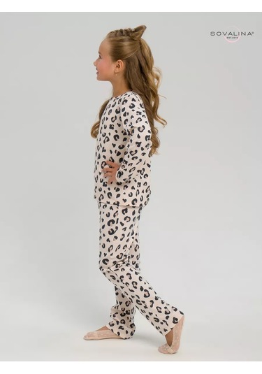 Sovalina Çocuk Pijama Takımı, Pantolonlu Ve Uzun Kollu Pamuklu 249970130 Tozlu Pembe