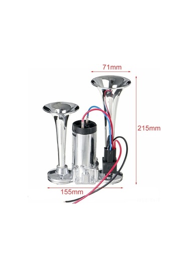 Createtech 600db Çift Borulu Kompresörlü Araç Kornası - 12v, Motosiklet, Kamyon, Otobüs İçin