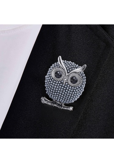 Magideal Suntek Kuşlar Broş Pin Moda Alaşım Inci Baykuş Doğum Mavi