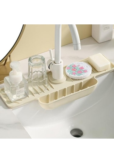 Gri Silikon Musluk Sıçrama Koruma Mat Drenaj Mat Lavabo Su Tutucu Tepsi Kurutma Mat Bulaşık Süngeri Tutucu Mutfak Düzenleyici Araçlar