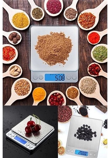 Buffer Dijital Hassas Mutfak Terazisi Hassas Tartı 2000 Gr/01 Gr Hassasiyet Çok Renkli