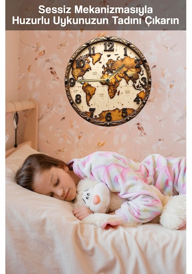 Sessiz Yuvarlak Ahşap Duvar Saati, Kuvars Hareketli 3d Görünümlü 2d Saat Sdw132 Renkli