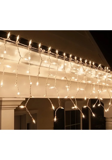 Dış Mekan Eklenebilir 2 Mt Saçak 144 Led 3000k Günışığı Beyaz Çakarlı Yılbaşı Ledi