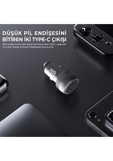 Bix Bxcc100w 100w 2 Type-c Portlu Mini Araç İçi Hızlı Şarj Cihazı