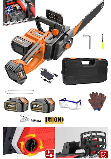Staxx Or198v Çift Akülü Lityum Ağaç Dal Odun Dal Budama Makinesi