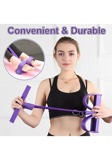 Dört Tüp Pedallı Sedye Çok Fonksiyonlu Ev Jimnastik Ekipmanları Mor