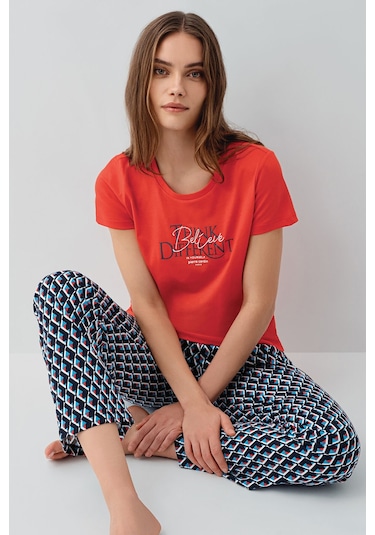 Pierre Cardin Kadın Kırmızı Pijama Takım Pc9157-s-v1 Kırmızı