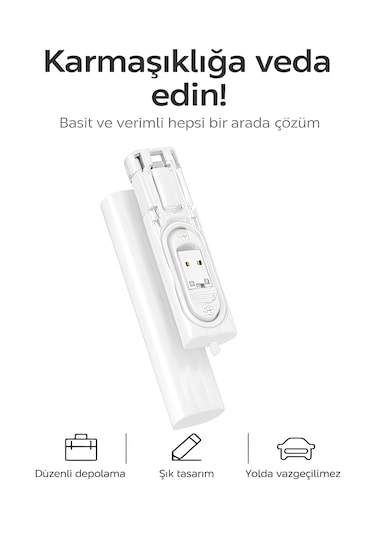 7 İn 1 Çok İşlevli Type-c Usb Micro Lightning Dönüştürücü Seyahat Seti Apple Uyumlu iPhone Android Pc Beyaz