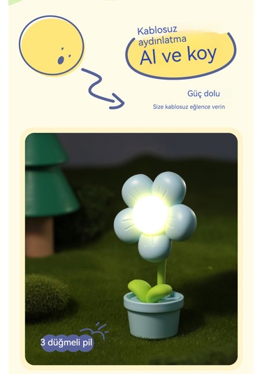 Yeni Mini Çiçek Göz Koruması Gece Lambası-pembe Açık Pembe