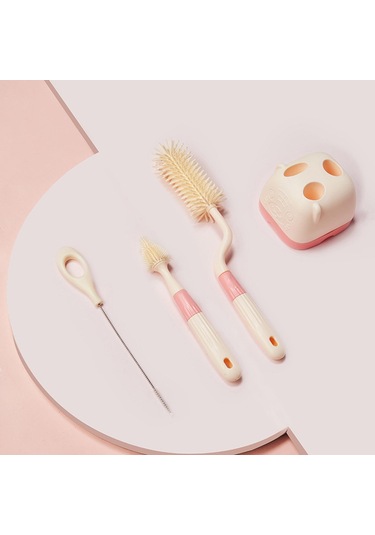 Suntek Biberon - Şişe Fırça Seti ve Kurutma Standı Bej