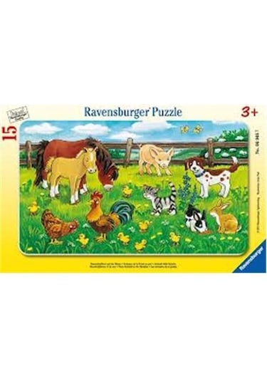 Ravensburger 15 Parça Küçük Çerçeveli Puzzle Çayırda Hayvanlar 06