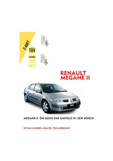 Megane 2 Ön Uzun Far Ampülü 2 Adet Sarı Renk