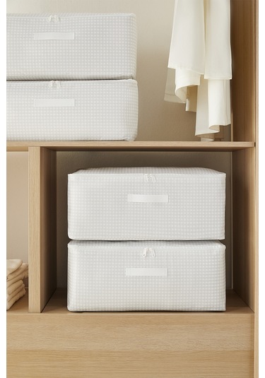 Home Wave 4'lü Orta Boy Gri Pötikare Hurç Set 52 x 28 x 21 cm