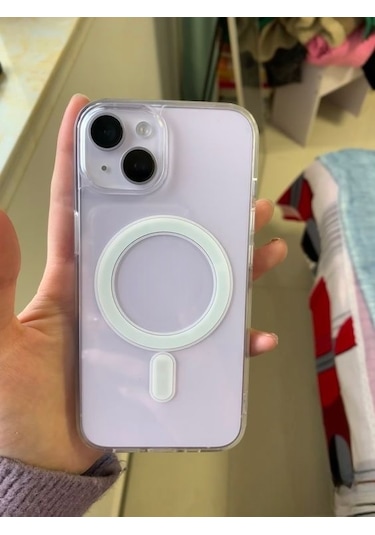Ennar Apple Uyumlu iPhone 15 Magsafe Sararmaz Şeffaf Sert Mika Silikon Kılıf Şeffaf