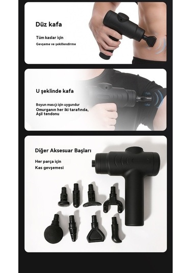 Pazly Fascia Gun Kas Gevşetme Masaj Aleti Şarjlı Sessiz Siyah Model siyah