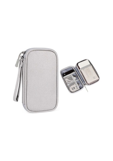 Gri 1 Adet Seyahat Taşınabilir Dijital Ürün Saklama Çantası Usb Veri Kablosu Düzenleyici Kulaklık Kablosu Çantası Şarj Hazine Kutusu Çantası