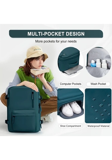 Xuweiwei Large Kapasiteli Army Green Seyahat Sırt Çantası Ayakkabı Bölmeli Hafif Laptop Çantası Şarj Portlu "value":"mavi"