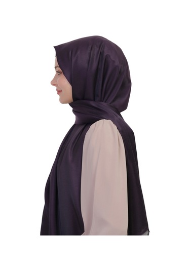 Çift Taraflı Düz Jakar Şal Parlak & Mat Dokulu, Özel Gün Şalı, Düz Renk MÜRDÜM