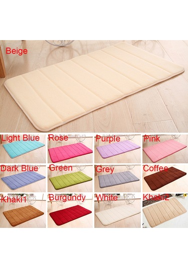 Neevoyu Yeşil Dikey Çizgili Kalın Koral Yün Banyo Paspası - Anti Kayma, Kir Tutucu, Hafif Temizleme - 40x60 Cm Diğer