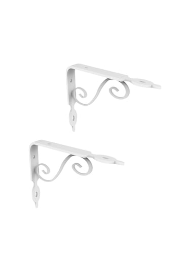 2 Adet Ferforje 19 x 25 cm Dekoratif Raf Altı Ayağı Konsol Beyaz