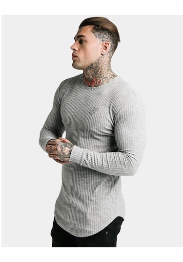 Bpm Siksilk Fırçalı Örgü Erkek Jumper Gri
