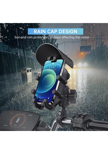 Tenfowee Motorsiklet Tutucu: Cs-1988a1 Cnc Ayarlanabilir Sekiz Kollu Telefon Askısı, Hırsızlık Önleyici Kilitli Siyah