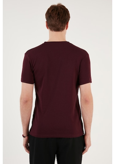 Buratti Pamuklu V Yaka Slim Fit Erkek T Shirt 5902122 Vişne