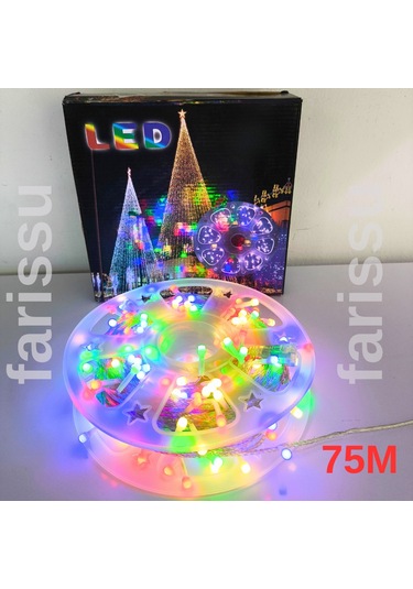 75 Metre Rgb Peri Led Işık Fişli Dış Mekan Dekoratif Aydınlatma Şerit Led RGB
